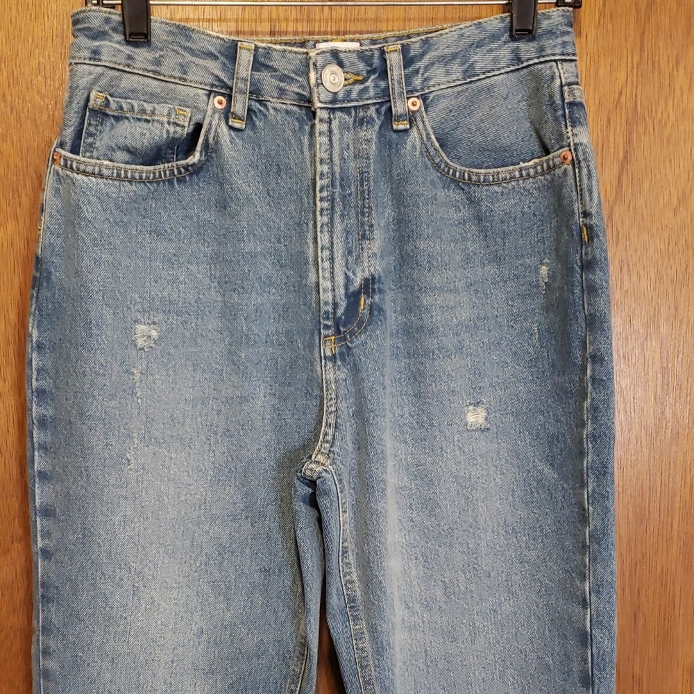 BDG High Rise Light Blue Distressed Women's Mom Jeans